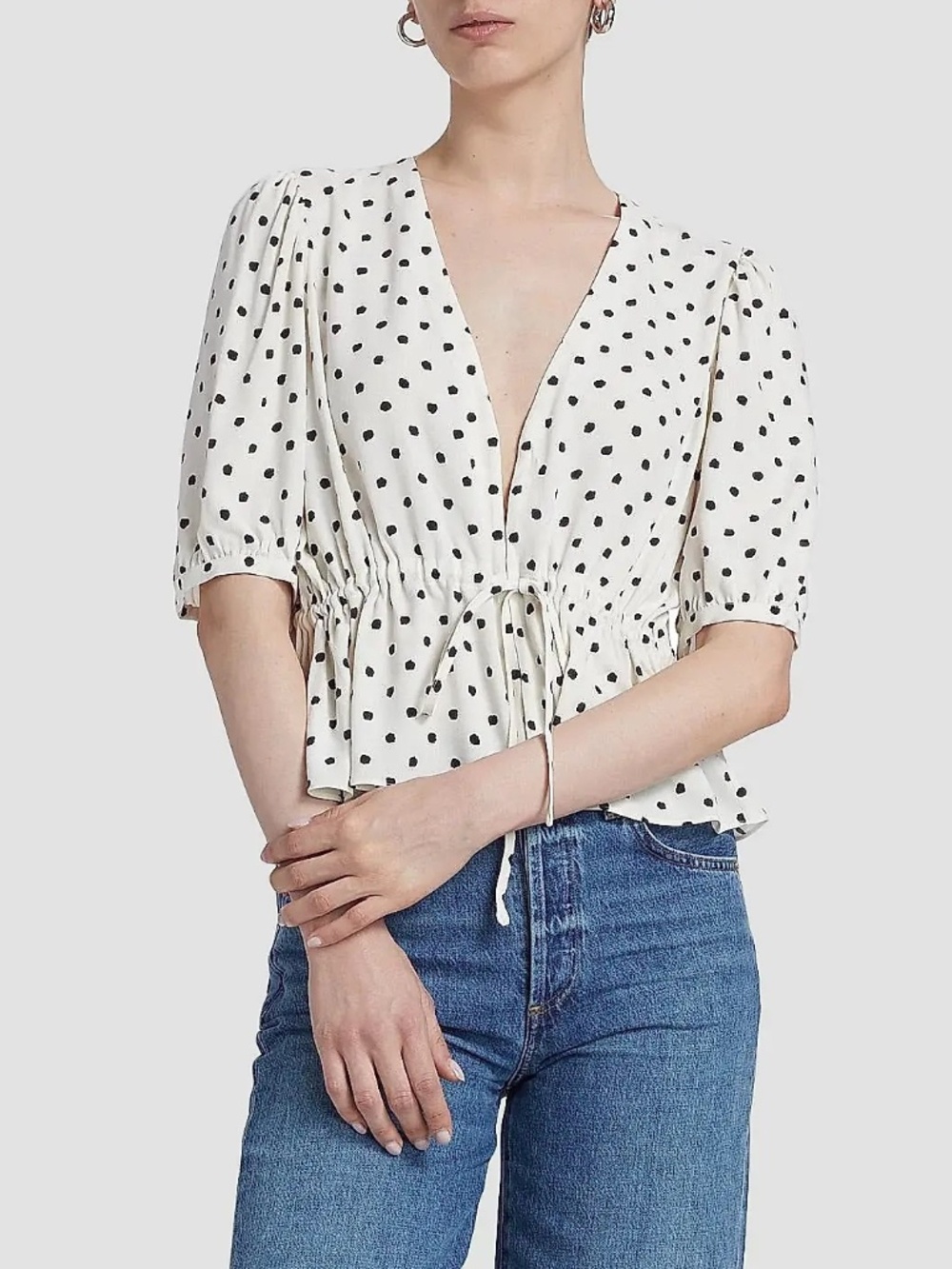 Jenni Kayne Dot Tie Front Blouse, size L - WORN ONCE.